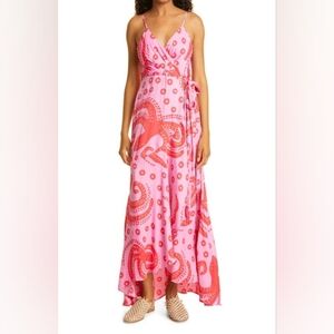Pink and Red Patterned Maxi Dress